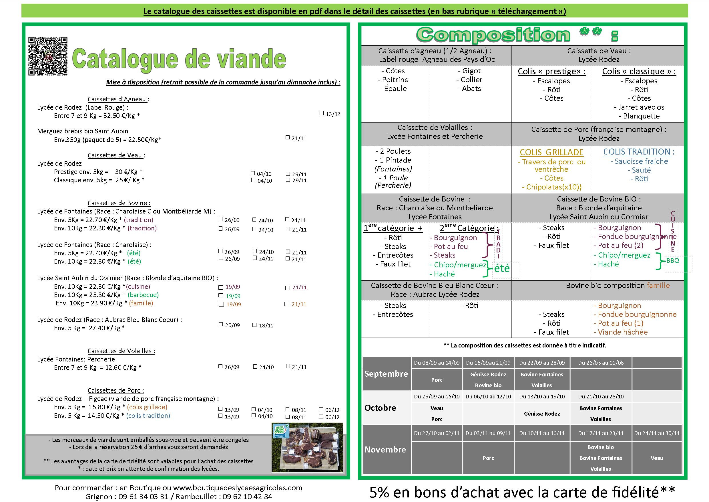 Caissettes de viande